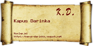 Kapus Darinka névjegykártya